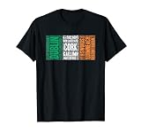 Irland Flag Shirt mit Städten und Städten Irland T-Shirt