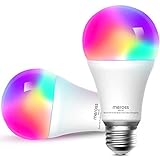Smart WLAN Glühbirne, Meross intelligente Lampe Dimmbare Mehrfarbige LED Birne Fernbedienung E27 2700K-6500K kompatibel mit Alexa, Google Home und SmartThings, Warmweiß, 2 Stücke