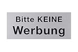 Metafranc Klebeschild 'Bitte keine Werbung' - aus Aluminium - in Edelstahl-Optik - Selbstklebende Rückseite / Beschilderung / Infoschild / Briefkastenschild / 507500 60 x 25