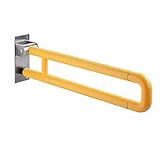 Wandstützgriff, WC Griff Aufstehhilfe Toiletten Stütz Haltegriff rutschfest Stützklappgriff Flip Up Badezimmer Haltegriff (600mm, Gelb)