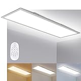 Dimmbar LED Panel Deckenleuchte 100x25 cm, 2700K - 6500K LED Deckenleuchte mit fernbedienung, 28W Flach Deckenlampe für Küche Wohnzimmer Büro