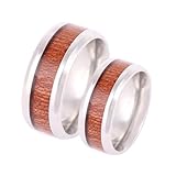 Calefee Ringe Wolframcarbid Paar, Hochzeit Ringe Paar 2 Set für Sie und Ihn Holzring Silber 8mm, Damen Größe 62 und Herren Größe 65