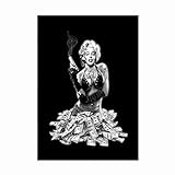 Zgzkmwsss Schwarz und Weiß Marilyn Monroe Leinwand Malerei Berühmte Porträt Wand Abstrakte Kunst Bild Poster Dekor für Zuhause 60x80cm kein gerahmt