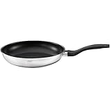 RÖSLE Basic Line Bratpfanne Ø 28 cm, Universalpfanne mit Antihaftversiegelung ProPlex, Edelstahl 18/10, induktions- und spülmaschinengeeignet, Silberfarben / Schw