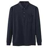 GXRGXR Herren Poloshirt Mit Knöpfen - Herbst Frühling Revers Langarm Plus Size Business Work T-Shirt - Oversized Solid Casual Sport Tennis Golf Pullover T-Shirt,Marineblau,6XL