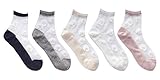 Damen transparente Spitze Stickerei Panel Crystal Sparkly Socks 5er Pack