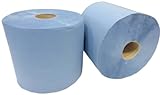 2x Putzrolle blau 2-lagig gesamt ca. 1000 Blatt ca. 22x38 cm perforiert saugstark Reinigungstücher Putzpapier Wischtücher