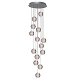 KJLARS Pendelleuchte LED Moderne Pendellampe Kristall Hängeleuchte Höheverstellbar Kronleuchter geeignet für Wohzimmer Esstisch, Treppe, Schlafzimmer Deckenleuchte Hängelampe (14 Lights Runden )