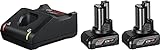 Bosch Professional 12V System Akku Starter-Set 2x GBA 12V 6.0 Ah Akku und Schnellladegerät GAL 12V-40 (im Karton)