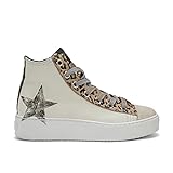 Long Island Star Gold Pardus - Sneakers in Ponyeffekt Leder mit Leoparden-Druck - Pinsel-Design mit handgefertigter Microglitter-Anwendung