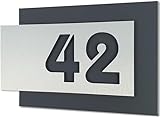 Hausnummernschild von EDS-Werbemedien - Hochwertiges Hausnummer Schild in Edelstahl-Design - Individuell personalisierbares Haus Nummernschild aus UV- und witterungsbeständigem Material