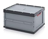 Faltbox + Deckel Auer FBD 64/42 Klappbox Kunststoff Box 60 x 40 x 42cm Volumen 87L | Stapelbehälter Aufbewahrungskiste Transportbox Plastikbox Lagerbox Campingbox