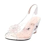 Sandalen Frauen Sweet Fashion Wedges Kristallblume Peep Toe Schuhe (39,Weiß)
