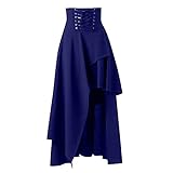 Generisch 2024 AI - Damen Gothic Kleidung Vintage Baumwolle Schwarze Spitzenröcke N Roll Wanduhr (Dark Blue, XXL)
