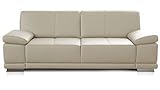 CAVADORE 2,5-Sitzer Sofa Corianne / Kleine Echtleder-Couch im modernen Design / Mit Armteilverstellung / 192 x 80 x 99 / Echtleder weiß