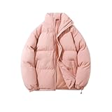 ZUOYIMEI Kältejacke Herren Stehkragen Verdicken Warm Jacke Herren Lose Casual Mode Zip Jacke Herren Jugend Gutaussehend All-Match Langarm Jacke Herren E-Pink 4XL
