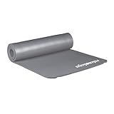 Relaxdays Unisex – Erwachsene Yogamatte, 1 cm dick, für Pilates, Fitness, gelenkschonend, mit Tragegurt, Gymnastikmatte 60 x 180 cm, grau, 1 Stück