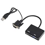 Annadue VGA zu HDMI, USB VGA Eingang zu HDMI + VGA Ausgangskonverter, Unterstützung 1080P, für Notebook, Grafikkarten, DVD, Blu-ray DVD, für PS3, für X360 Box Usw. (Schwarz)