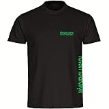 VIMAVERTRIEB® Herren T-Shirt Mönchengladbach - Brust & Seite - Druck: grün - Männer Shirt Fußball Fanartikel Fanshop - Größe: 3XL schwarz