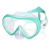 Kinder Taucherbrille, Kinder-Schwimmmaske 180° Anti-Fog-Tauchmaske, Kinder-Schwimmbrille mit Nasenabdeckung Auslaufsichere Schwimmbrille Anti-Shattered Lens für Jugendliche 4-15 (Hellgrün)
