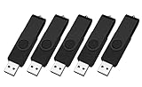 Vixelle 5 Pack 4GB USB Stick All-Black USB Flash Drive - Stilvolle 360° Metall Swivel USB Memory Sticks with Keychain Loop - Portable USB Pen Drive Bulk Pack for PC, Mac, TV, Car Audio, Video