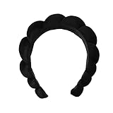 Spotlip Damen-Spa-Stirnband, Schwamm, Spa-Stirnband, Handtuch, Stoff, Haarband zum Waschen, Make-up-Entfernung, Dusche, Hautpflege (Einheitsgröße) (schwarz)