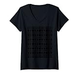 Damen Rhombus in linearem Muster T-Shirt mit V-Ausschnitt