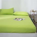 Cozomiz Spannbettlaken mit 2 Passenden Kissenbezug Bettlaken mit Einem Gummizug Spannbetttuch Matratzenhöhe max. 25 cm 180x220x25cm Apfelgrün