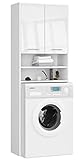 ADGO FIN Waschmaschinenschrank 64x180x30 cm, Hoher Badezimmerschrank, Badezimmersäule, für eine Waschmaschine oder Trockner, Hochschrank, Überbau, Waschmaschinenüberbau, Badhochschrank (Weißer Glanz)