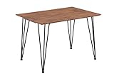 GOLDFAN Esstisch Holz Küchentisch Tisch Wohnzimmertisch mit Tischbeine aus Eisen Braun 110x75x75cm