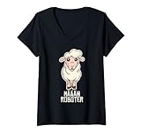 Damen Mäh-Roboter Schaf Rasenmäher - Schäfer Schäferin Schafhalter T-Shirt mit V-Ausschnitt