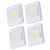 CRILSTYLEO 4 Stück Batteriebetriebenes LED-Licht LED-Nachtlicht Schrankbeleuchtung LED-Puck-Licht Flurleuchte an der Wand LED-Schrankleuchten Wandleuchte Schranklicht Cob-LED-Licht Weiß