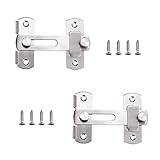 Edelstahl Flip Latch Türverriegelung Haspen Schiebeschloss mit Riegel 2 Stück Sicherheit Tor Verschlüsse ​für Badezimmer Toilette Möbel Türen Fenster Robust und Verstellbar (2.4x7x10cm, Silber)