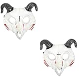 ABOOFAN 2St Ziegen maske Party-Cosplay-Maske Gruselige Tiermasken Kleider Halloween-Party-Maske Ziege Cosplay Maske Abschlussball schmücken Partybedarf Kleidung 3d bilden Pu Weiß