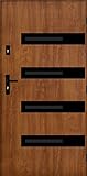 Tür Warme 1,3 W/m2K MARS 04 Nano Advance Haustür Stahltür Eingangstür 3 Farben Größe 90 (90 – 990 x 2065 mm rechte Tür, goldene Eiche)