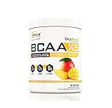 BCAA X5 Genius Nutrition® 360g Powder | 100% fermented leucine + isoleucine + valine | added Citrulline + Vitamin B6 + Glutamine + CocoMineral | 30 servings (mango flavour)