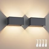 Klighten 2PCS LED Wandleuchte mit Austauschbarer G9 LED Lampe Warmweiß 3000K, Aluminium LED Wandleuchte Innen/Aussen Einstellbar Abstrahlwinkel aussenbeleuchtung für Wohnzimmer Garten, Anthrazit