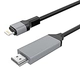 [Apple MFi-zertifiziert] Lightning auf HDMI, Lightning auf HDMI-Adapterkabel 2K Lightning auf Digital AV-Adapter, Sync-Bildschirmkonverter für iPhone, iPad, iPod auf TV-Monitor, Plug-and-Play, Schwarz