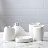YXYOL Badezimmer-Zubehör-Set Weiße Keramik,Badezimmer Set,luxuriöses Badezimmer Zubehör,stilvolles Bad Set oder WC Set,Edles Bad Zubehör und Seifenspender