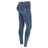 FREDDY Damen Skinny Jeans, , Blau (Jeans Chiaro/Cuciture Gialle J4y), Gr. 38 (Herstellergröße:Medium)