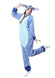 Relaxo Kostüm Stitch Onesie Jumpsuit Tier Relax Kostuem Damen Herren Pyjama Fasching Halloween Schlafanzug Cosplay Erwachsene Karneval Einteiler Blue L
