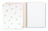 Kate Spade New York Small Concealed Spiral Notebook, 8.25' x 6.75' Journal Notebook with 112 Lined Pages, Gold Dot with Script
