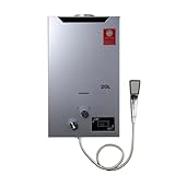TABODD 40KW 20L Gas Durchlauferhitzer LPG Warmwasserbereiter, Temperatur kann 35-55 ℃ Outdoor Propan-Durchlauferhitzer mit Digitalanzeige und Duschset für Campingausflüge Bootshaus Wohnmobil, Silb