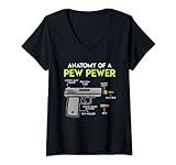 Damen Anatomy of a Pew Pewer 9mm Pistole Waffenschein T-Shirt mit V-Ausschnitt