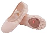 Nzcm Flache Ballett Schläppchen Damen Canvas Tanzschuhe Kinder Ballettschuhe Weich Verstellbar Ballerinas Gymnastikschuhe, 41 EU, Beige