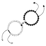Magnetische gegenseitige Anziehungskraft Armband Perlen Armband Am besten passende Armbänder Liebhaber Beziehung Schmuck Geschenk für Frauen Männer (Black Agate)