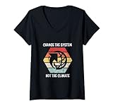 Damen Change the system - not the climate - Schülerdemo T-Shirt mit V-Ausschnitt