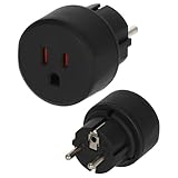Brennenstuhl Reisestecker / Reiseadapter (Reise-Steckdosenadapter zum Anschluss elektrischer Geräte mit amerikanischem (3-Pin) Stecksystem in Ländern mit Schutzkontakt Stecksystem) schw