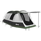 Outsunny Familiencampingzelt 3-4 Pers. - Tunnelzelt mit wasserdichtem Vorbau 3000 mm leicht belüftet einfach aufzustellen - inkl. Tragetasche - g