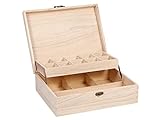 Setzkasten Aufbewahrung Box Vitrine aus Naturholz für Figuren Mineralien Schmuck Sortierbox Holzbox, 28cm-22cm-9cm